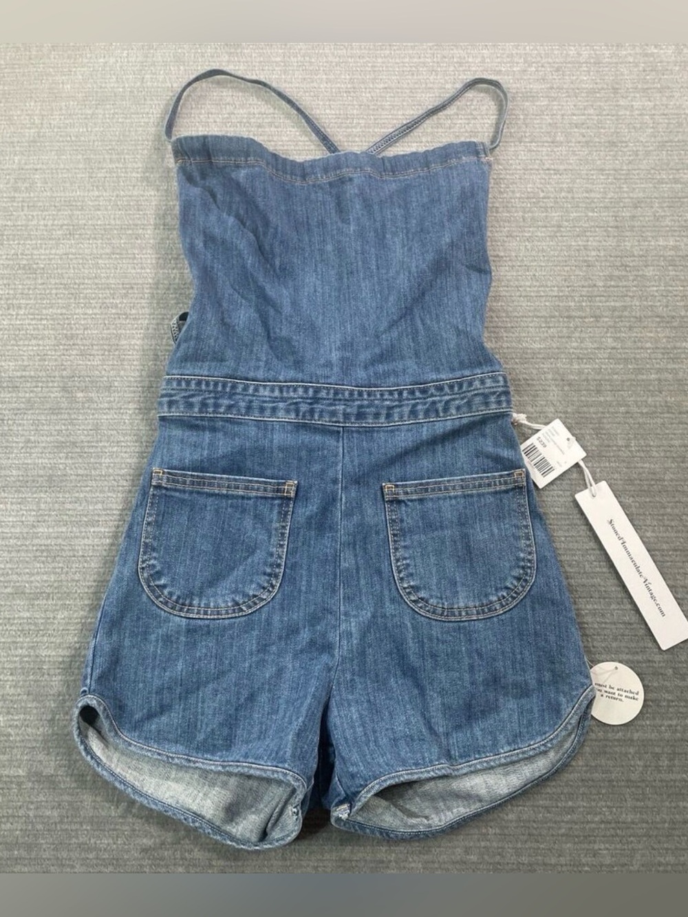 Stoned Immaculate | Genie Denim Romper Lace up | Size S (NWT) - Picture 2 of 9